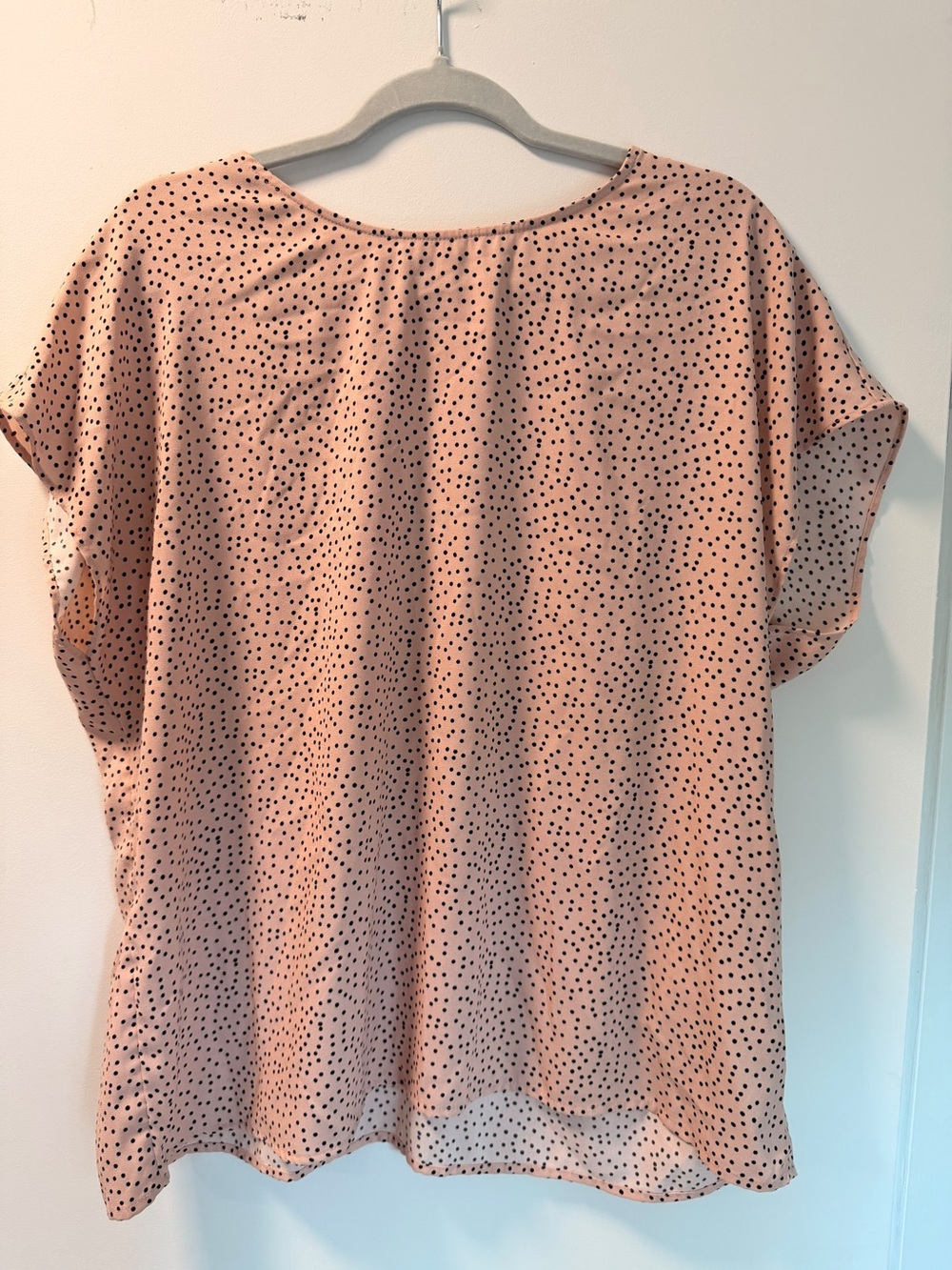Women's Blush Pink Polka Dot Short Sleeve Halogen Top